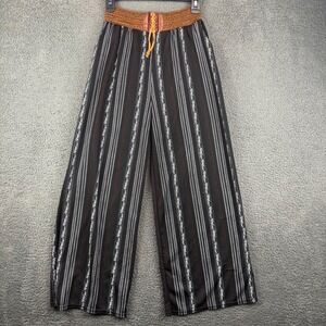 Extra Belleza Wide Leg Palazzo Pants Black White Red Stripe High Waist M‎